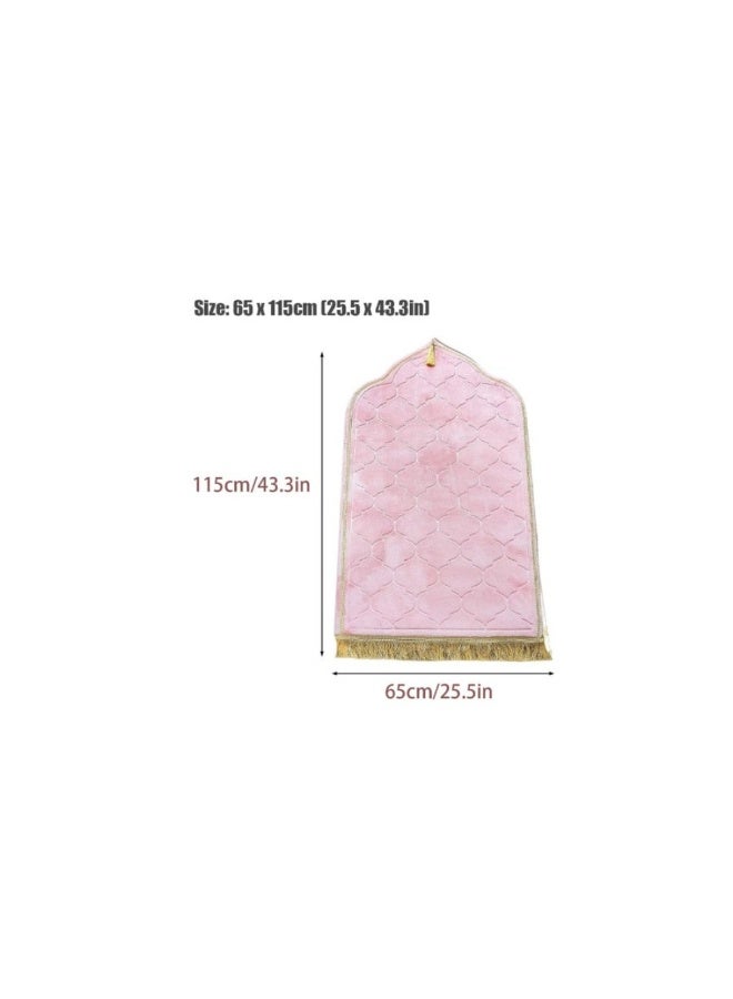 Premium Embossed Velvet Prayer Mat Anti-Slip Thick Padded Sajadah for Men Women Dome Style Perfect Eid & Ramadan Gift - Image 5